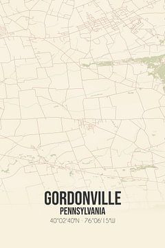 Carte ancienne de Gordonville (Pennsylvanie), USA. sur Rezona