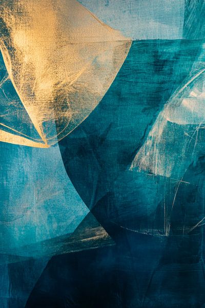 Abstrakte blaue und goldene Formen von Poster Art Shop