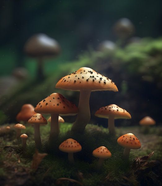 Paddenstoelen in het bos van Artsy