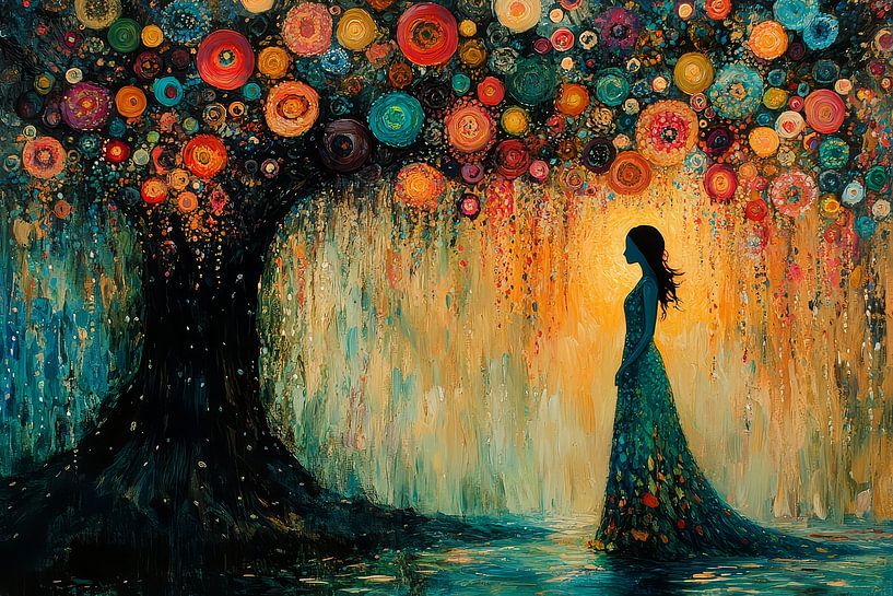 picturesque japanese art woman by tree by Egon Zitter
