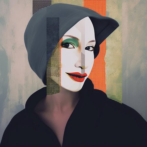 Dame met hoofddeksel