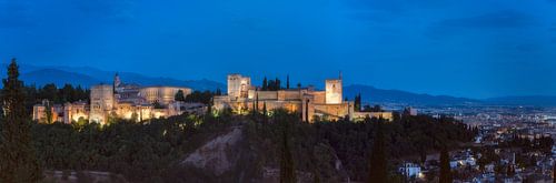 The magnificent Alhambra in evening light (panorama)
