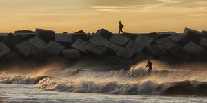 Zonsondergang aan het strand.