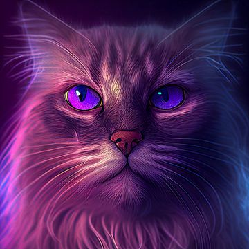 Portret van een kleurrijke kat Illustratie van Animaflora PicsStock
