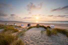 Sunset on the beach in East Kapelle by Jolanda de Leeuw