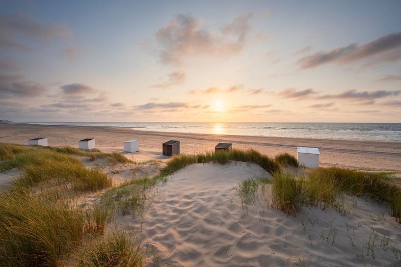 Sunset on the beach in East Kapelle by Jolanda de Leeuw