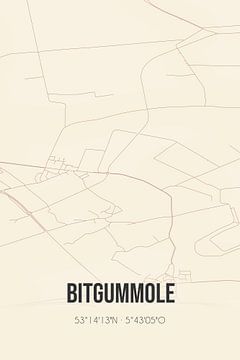Vintage landkaart van Bitgummole (Fryslan) van Rezona