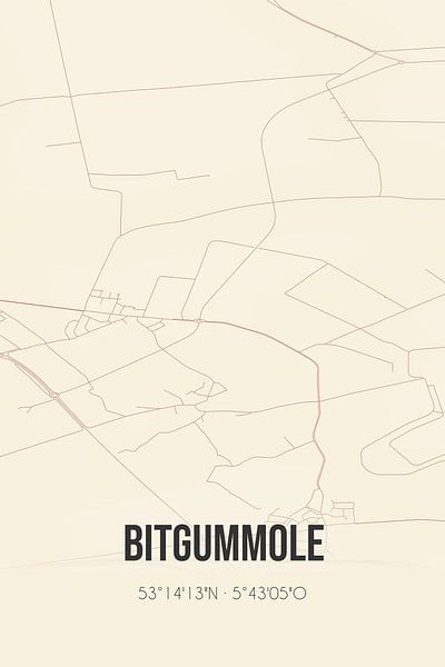 Carte ancienne de Bitgummole (Fryslan) par Affiches de lieux