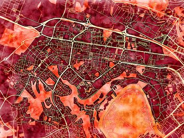 Kaart van Cergy in de stijl 'Amber Autumn' van Maporia