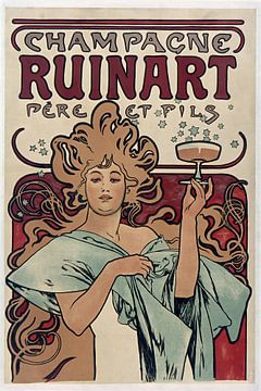 Champagne Ruinart d'Alphonse Mucha sur Peter Balan