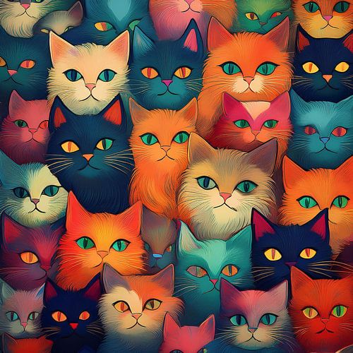 Grappige kleurige katten