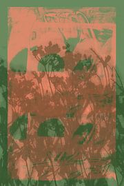 Art botanique minimaliste abstrait et vivant en rose et vert sur Dina Dankers