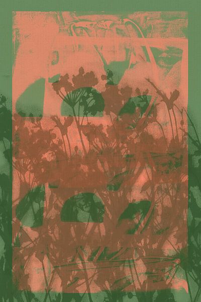 Art botanique minimaliste abstrait et vivant en rose et vert par Dina Dankers
