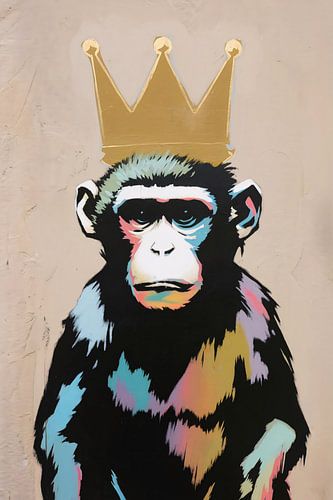 Kleurrijke aap met gouden kroon