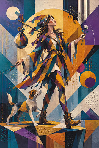Tarotkaart De Dwaas schilderij.