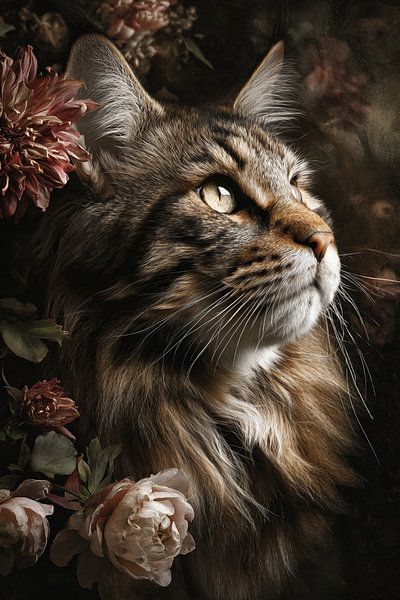 Maine Coon floral 1 by Creations_by_brigitte