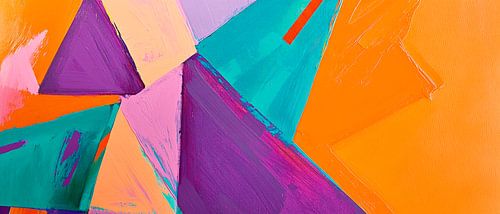 Géométrie abstraite colorée sur toile