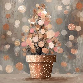 Bezaubernder Weihnachtsbaum in Gold, Bronze und Rosa von Lauri Creates