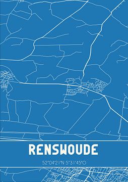 Blauwdruk | Landkaart | Renswoude (Utrecht) van MijnStadsPoster