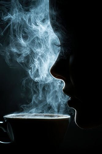Kaffee oder Cappuccino abstrakt mit Frau Person