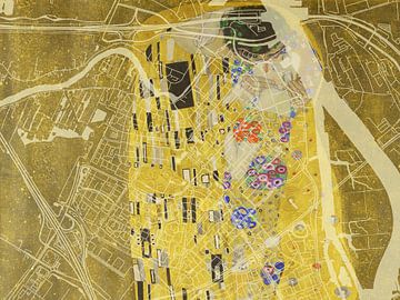 Kaart van Hendrik-Ido-Ambacht met de Kus van Gustav Klimt van Map Art Studio