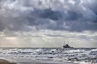 Fischerboot an der Küste von Texel von Hans Kwaspen Miniaturansicht