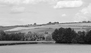 Limburg landschap in zwart wit.