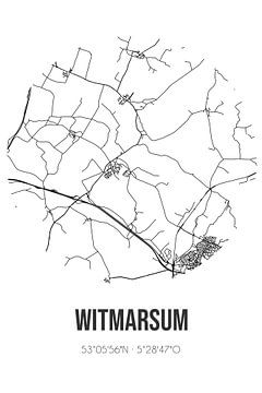 Witmarsum (Fryslan) | Landkaart | Zwart-wit van Rezona