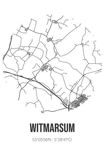 Witmarsum (Fryslan) | Karte | Schwarz und Weiß
