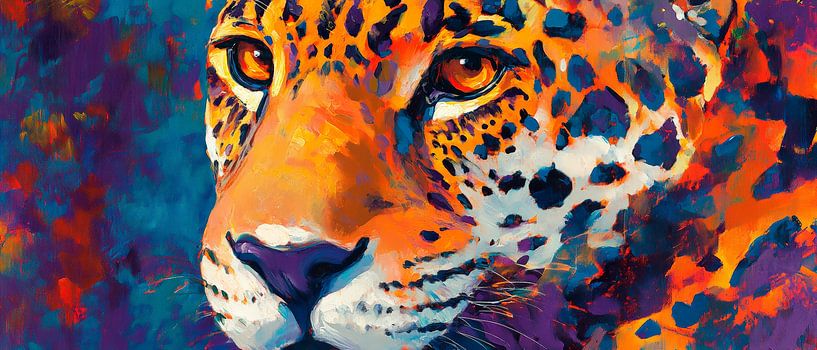 Leopard portrait in bright colours by Poster Art Shop