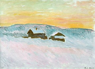Claude Monet,Noors landschap, Blauwe Huizen, 1895