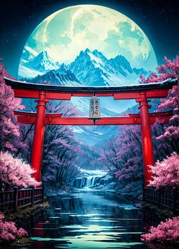 Maanverlichte Torii van Rust van Ruzerin