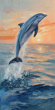 Dans van de Dolfijn bij Zonsondergang van Whale & Sons