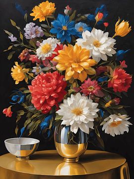 Stilleven Renaissance boeket bloemen van Jolique Arte