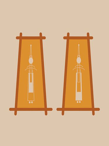 Abstrakte Illustration von Thai-Puppen im Kostüm in Orange und Beige