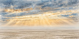 STILLE – Goldenes Licht über dem Watt – Panorama 120x60 von Henk Egbertzen