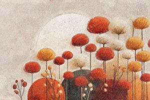 Rote und goldene Kugelblumen