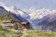 Die Alpe Barneuza (Wallis), EDWARD THEODORE COMPTON, Um 1900 von Atelier Liesjes Miniaturansicht