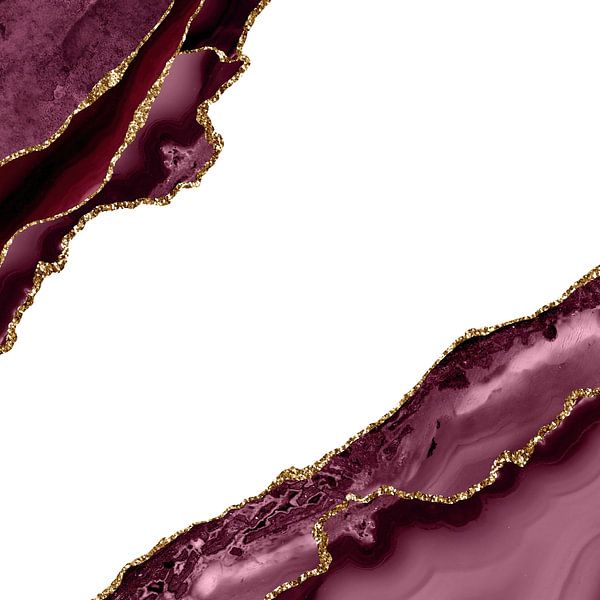 Burgundy &amp; Gold Agate Texture 19 by Aloke Design