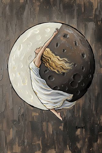 De maan die lijkt op het ying en yang symbool