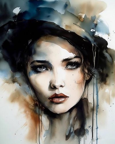 Modernes Porträt in Aquarell