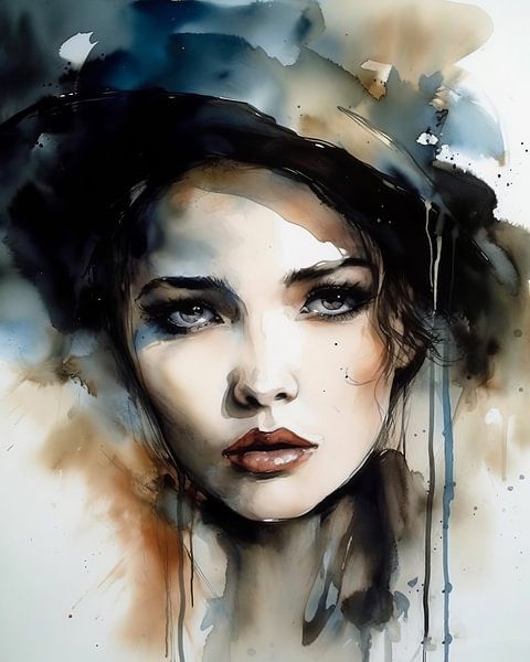 Modern portrait in watercolour by Studio Allee