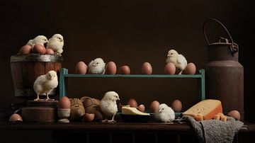 Butter cheese and eggs / chicks by Elles Rijsdijk