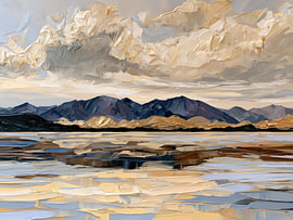 Paysage abstrait d'un lac de montagne sur IamHomeStudio