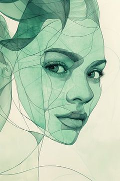 Dromerig Portret in Groene Harmonie van Eva Lee