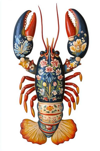 Cheerful colour explosion on a lobster illustration by Digitale Schilderijen