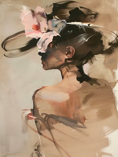 Portret in pastelkleuren met een romantische uitstraling