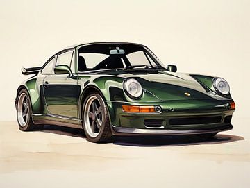 Groene Porsche 911 turbo van PixelPrestige
