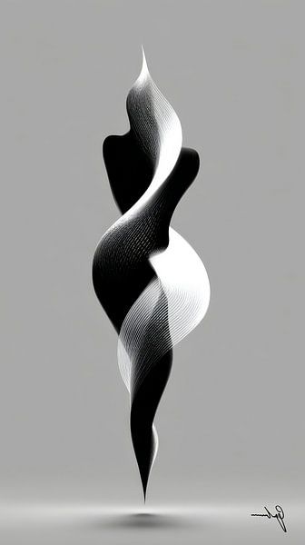 Monochrome Flow - Abstract Black and White Art in Motion by Gelissen Artworks