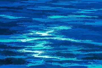 Abstract landschap in blauw van Leo Luijten